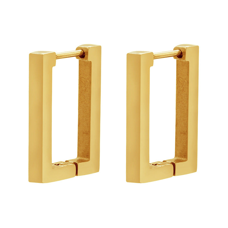 Plain Rectangle Huggie Hoop Earring