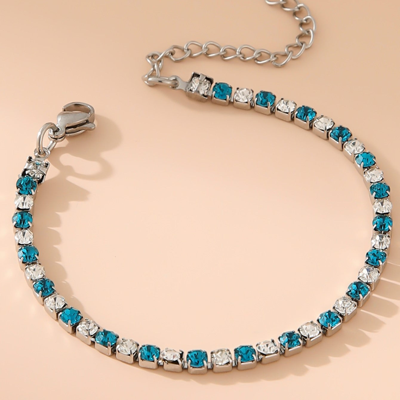 Tennis White Light Blue Bracelet