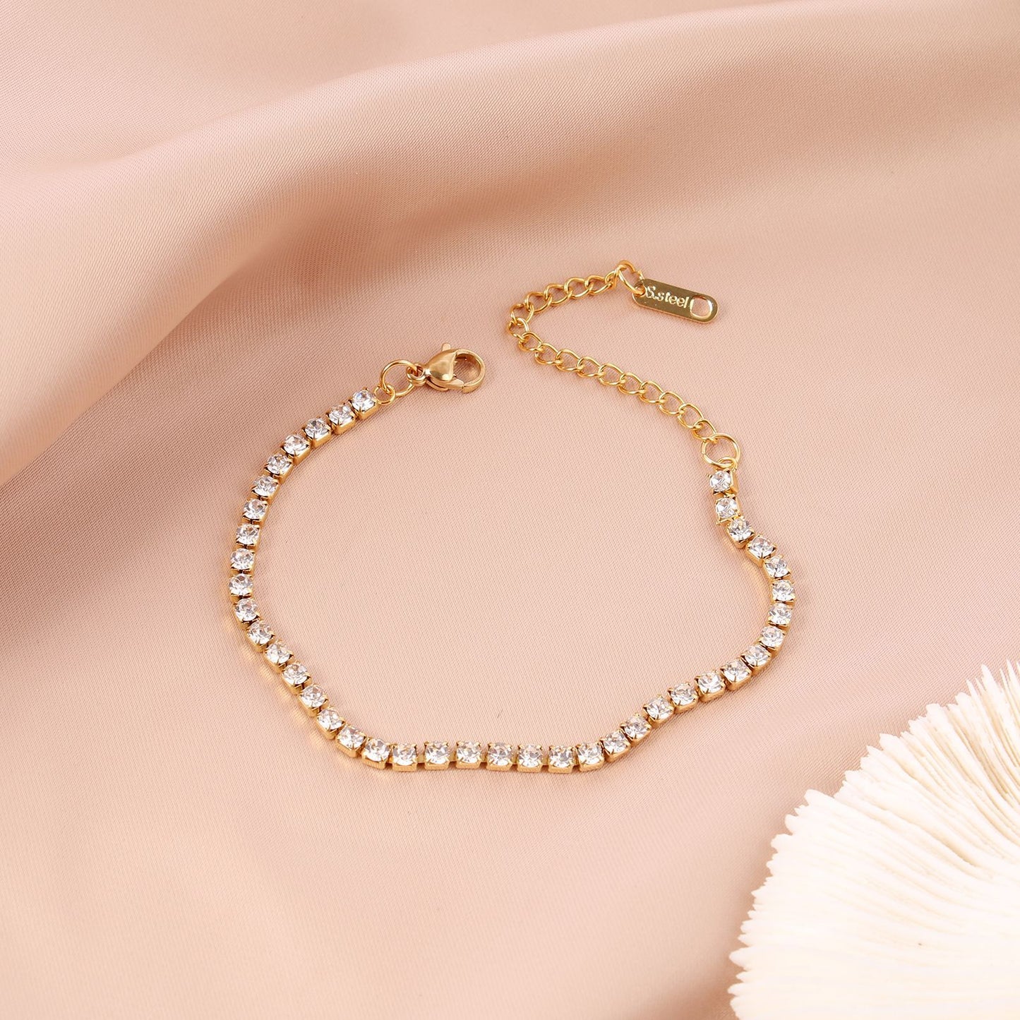 Tennis White Stone Yellow Bracelet