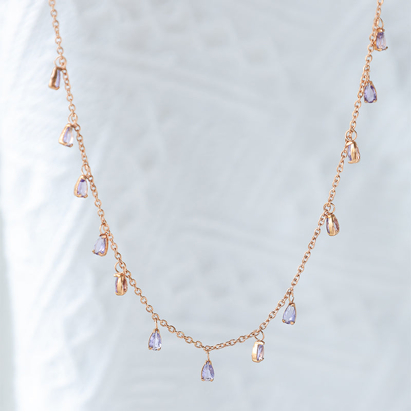 Purple Droplet Choker Necklace