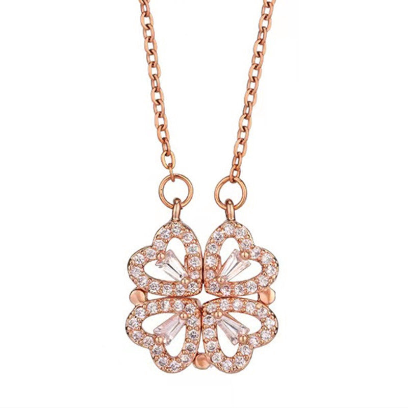 Rhinestone Rose Necklace