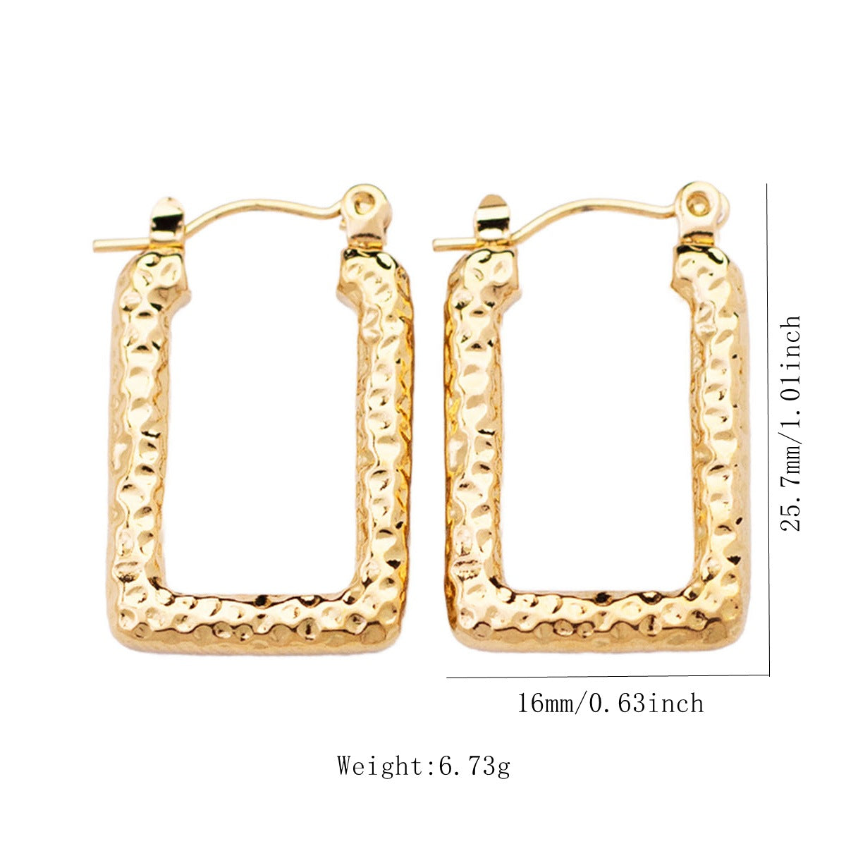 Rectangle Denting Earring