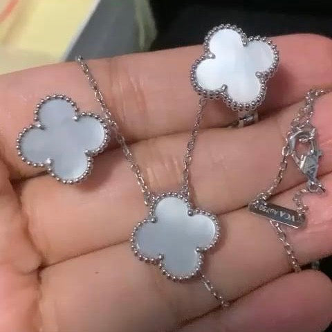 Silver Four Leaf Clover Set