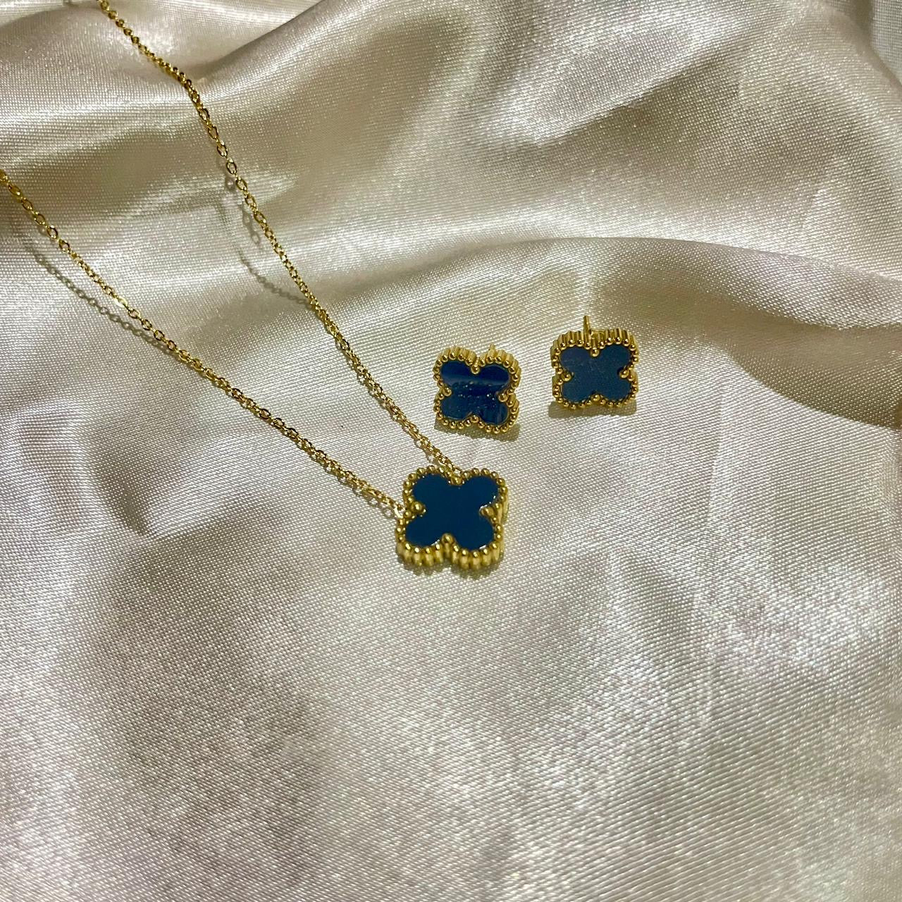 Blue Four Leaf Clover Set