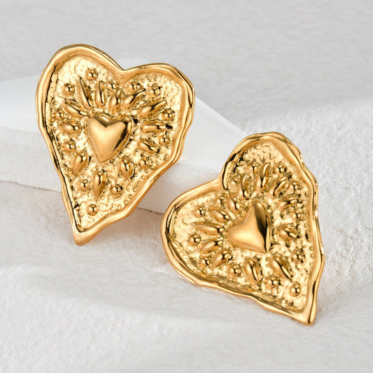 Textured Heart Earring
