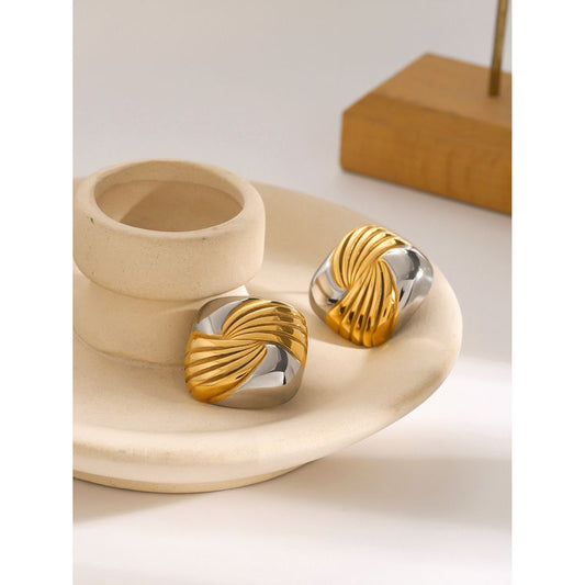 Two Coloured Square Stud Earring