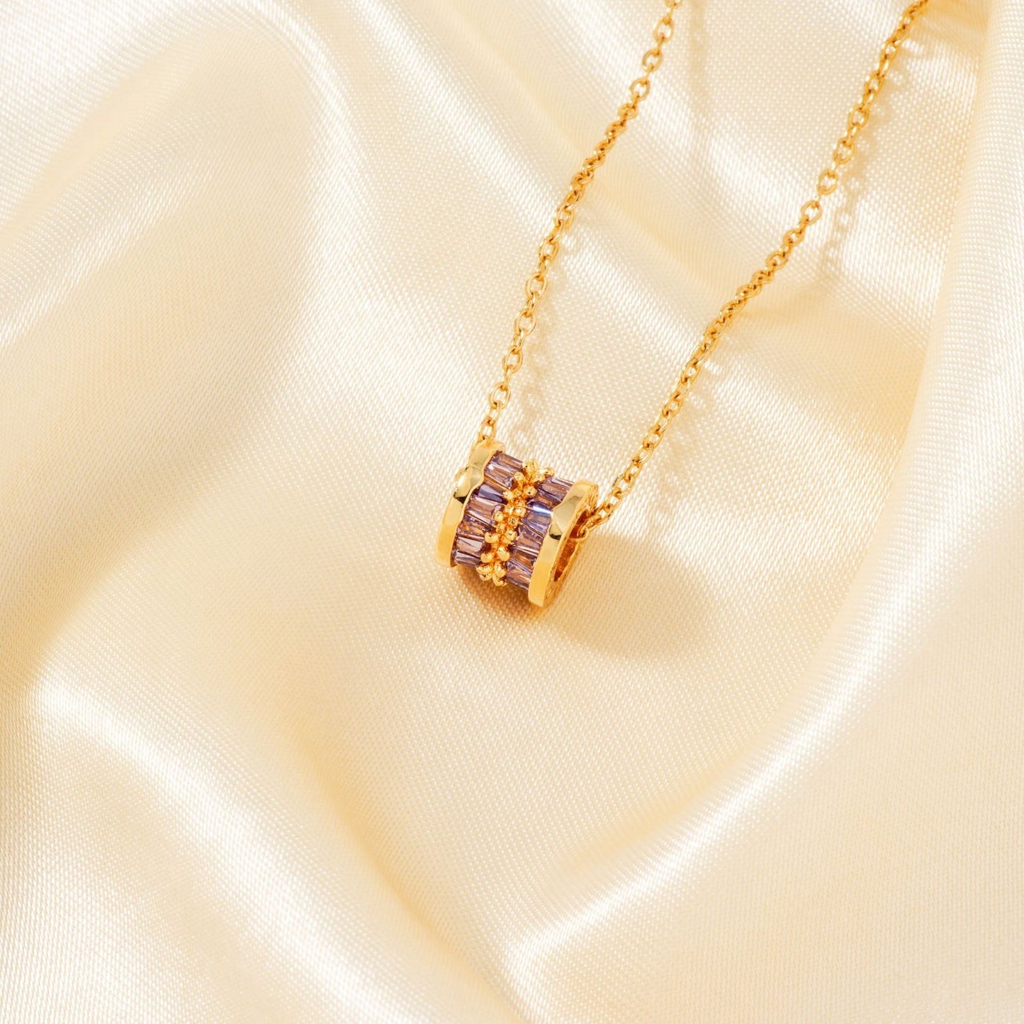 Lilac Drum Necklace
