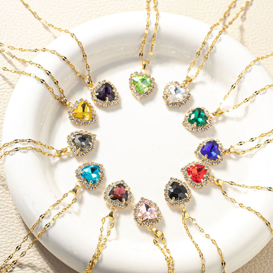 Month Based Heart Shape Zircon Necklace