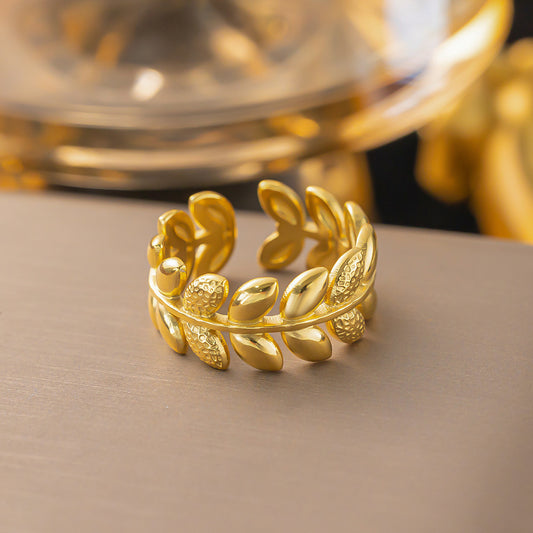 Texture Leaf Band Ring