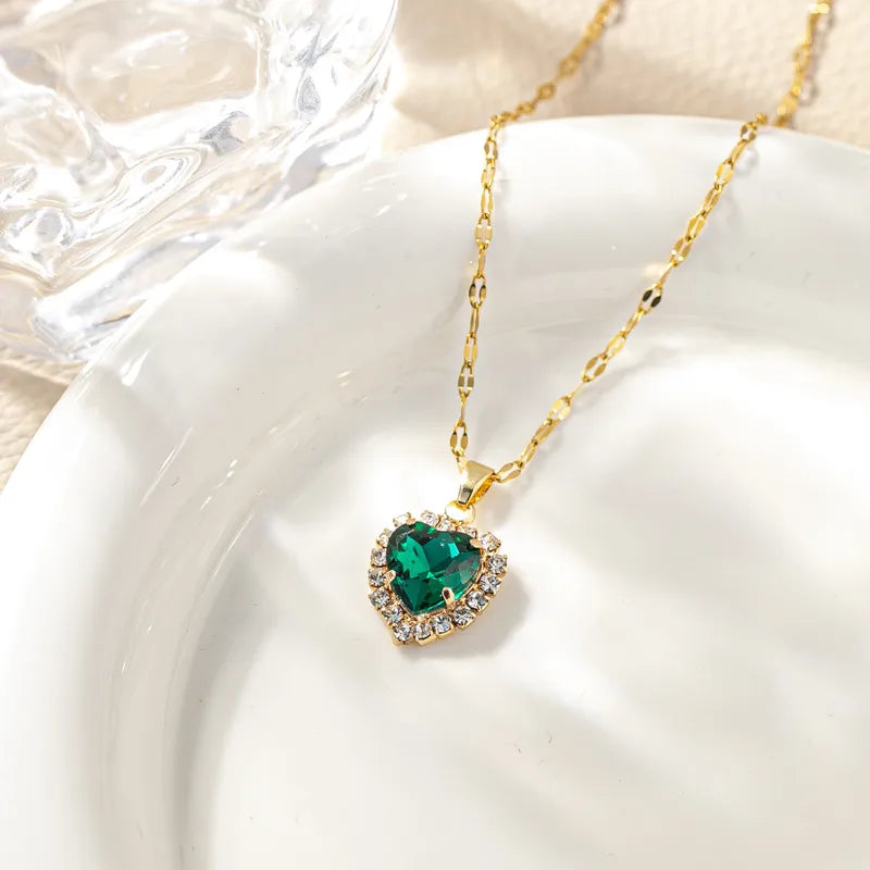 Month Based Heart Shape Zircon Necklace